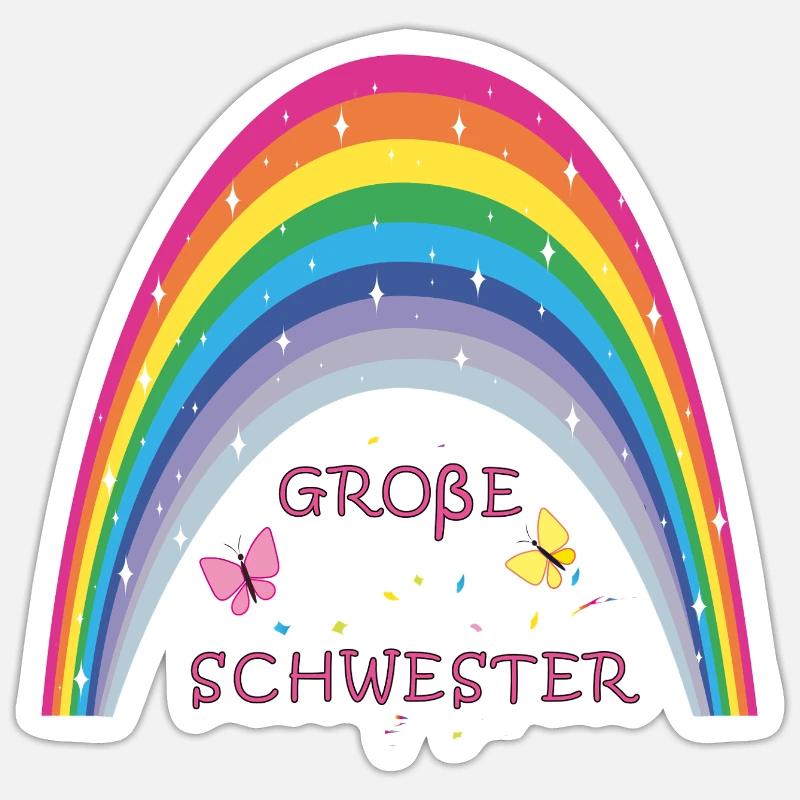 Rainbow big sister - Sticker size S (10 x 10 cm) - white matte
