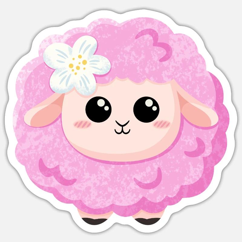 Süßes rosa Schaf Sticker Größe S (10 x 10 cm)