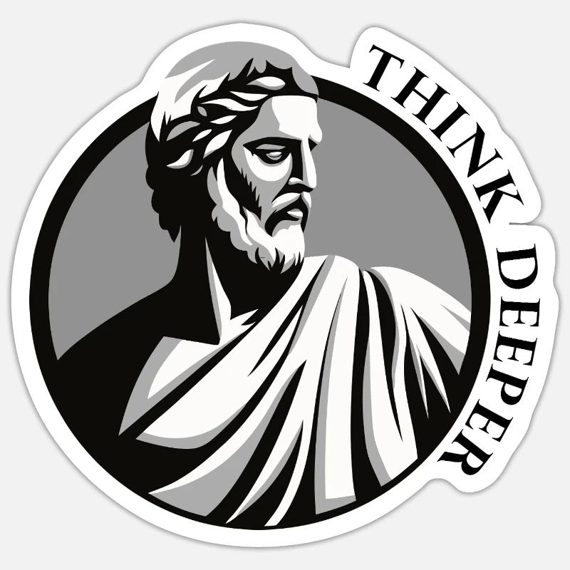 Classic Greek Philosopher | "Think Deeper" | Stoic Sticker size S (10 x 10 cm)