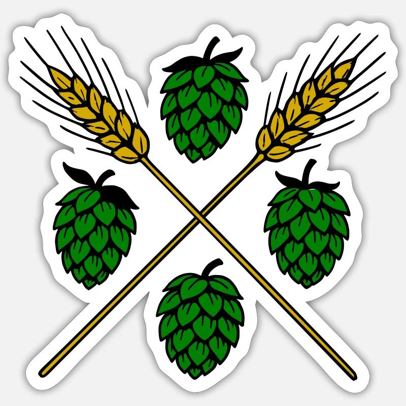 Hops and barley - beer - Sticker size S (10 x 10 cm) - white matte