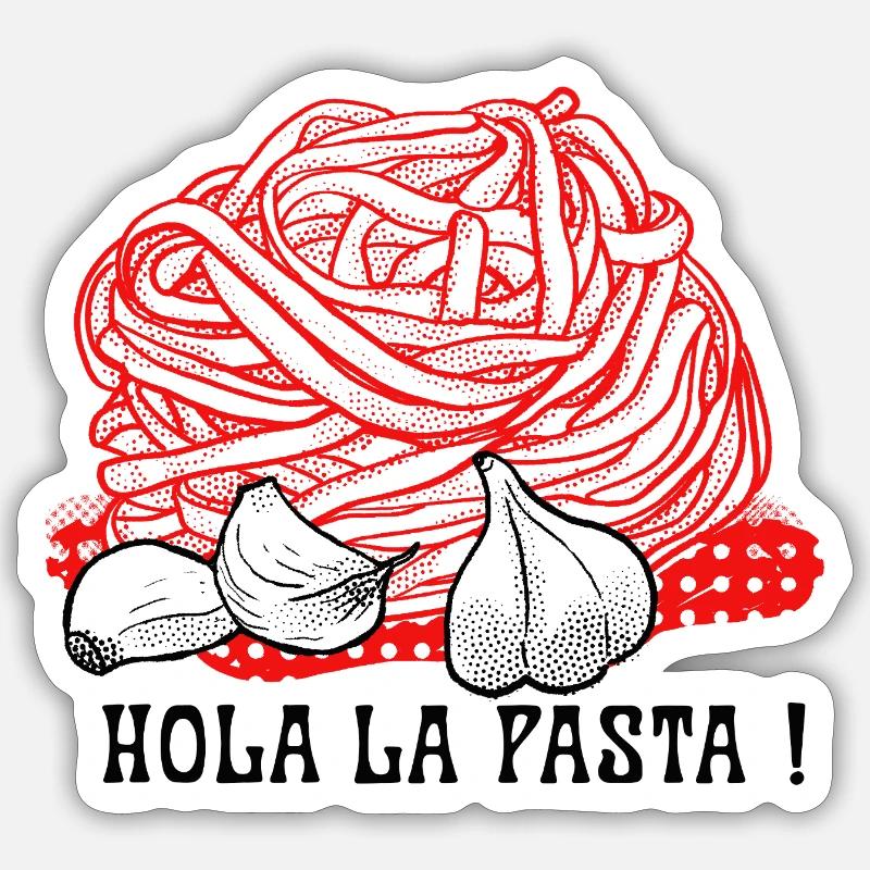 Hola La Pasta - Sticker taille S (10 x 10 cm) - blanc mat