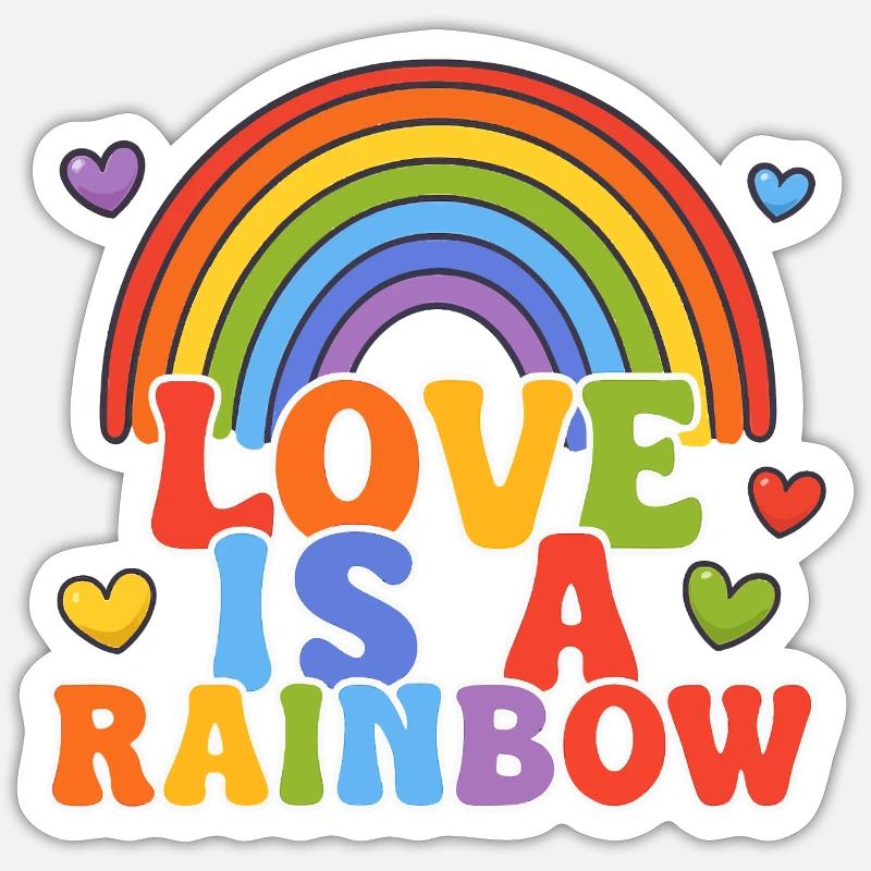 Liebe ist ein Regenbogen - Sticker Größe S (10 x 10 cm) - Mattweiß