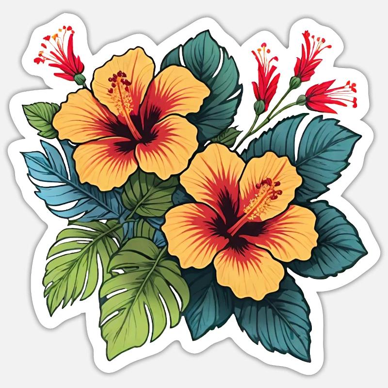 Hibiscus - Sticker taille S (10 x 10 cm) - blanc mat