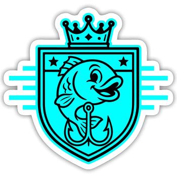 Angelhaken Fisch Comic - Sticker Größe S (10 x 10 cm) - Mattweiß - Vorne