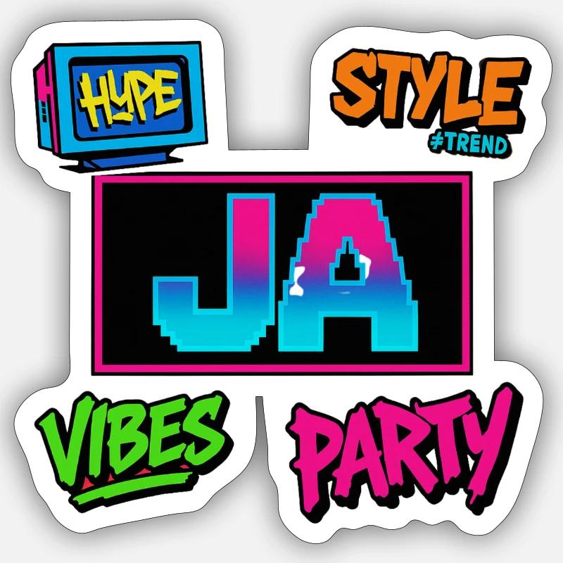 Pixel Vibes Ja - Sticker Größe S (10 x 10 cm) - Mattweiß