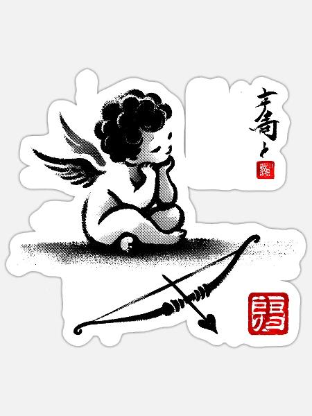 Elegantes japanisches Kalligraphie-Kunstdesign - Sticker Größe S (10 x 10 cm) - Mattweiß