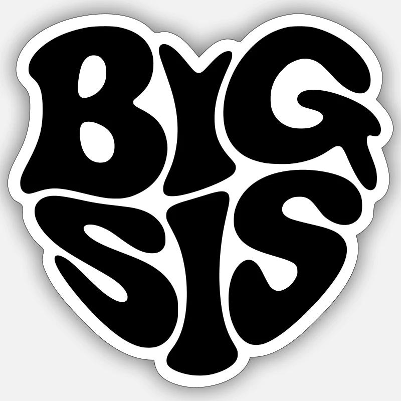 Big Sis - Herz Form - Herzform - Große Schwester Sticker Größe S (10 x 10 cm)