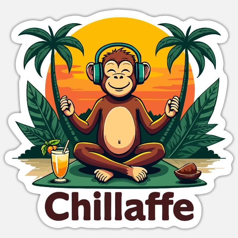 Chillaffe – Zen-Mode on - Sticker Größe S (10 x 10 cm) - Mattweiß
