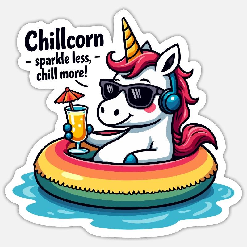 Chillcorn – sparkle less, chill more Sticker size S (10 x 10 cm)