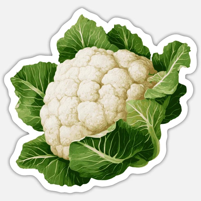 Blumenkohl - Sticker Größe S (10 x 10 cm) - Mattweiß