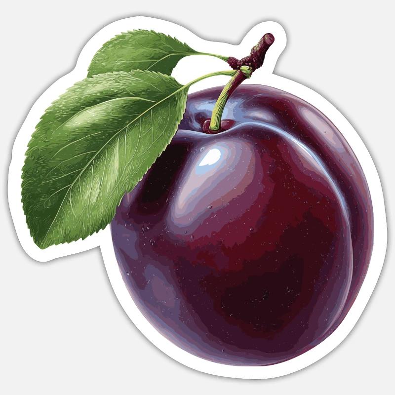 Pflaume - Sticker Größe S (10 x 10 cm) - Mattweiß