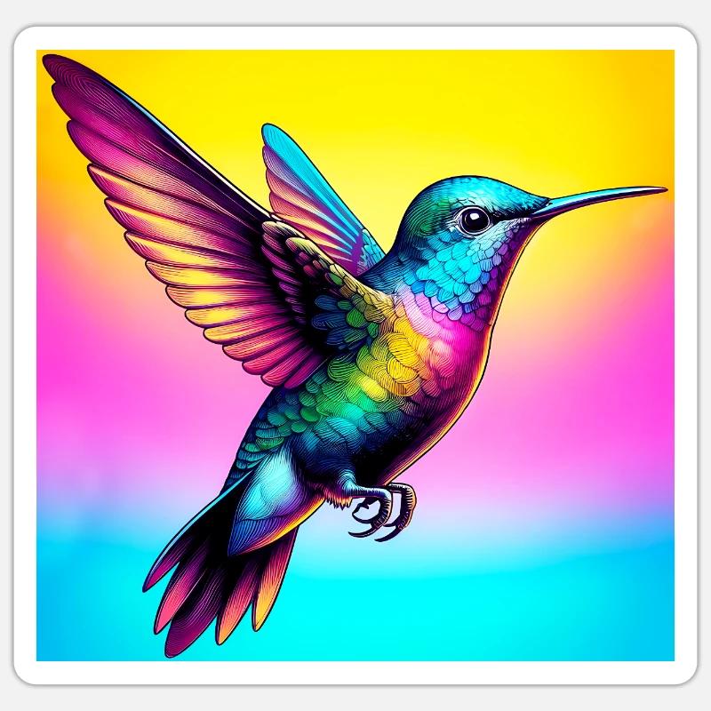 colibri - Sticker taille S (10 x 10 cm) - blanc mat