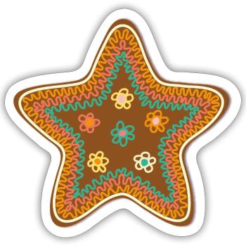 Niedliche Lebkuchen Stern Xmas Keks Weihnachtsdeko - Sticker Größe S (10 x 10 cm) - Mattweiß - Vorne