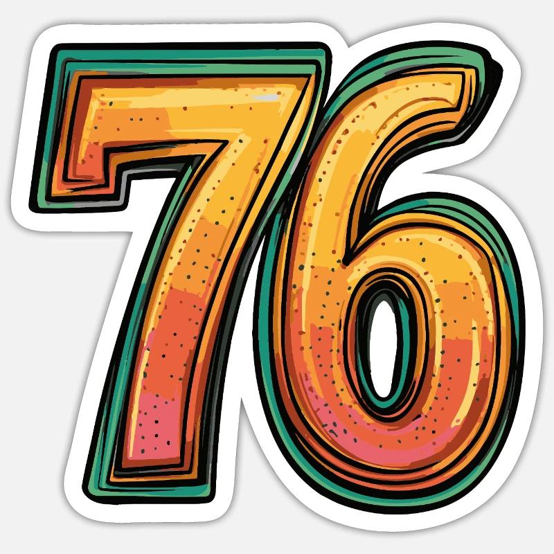 76 Zahl Comic - Sticker Größe S (10 x 10 cm) - Mattweiß
