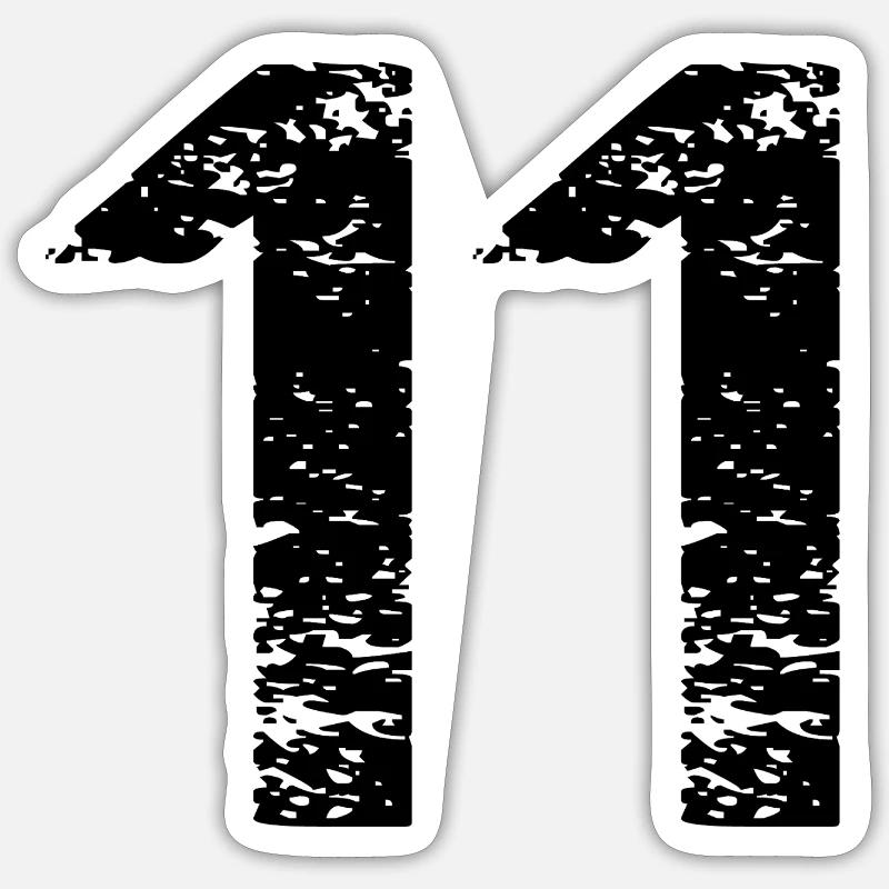 Maillot à 11 numéros - Sticker taille S (10 x 10 cm) - blanc mat