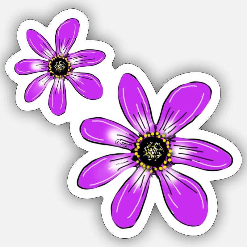 Fleurs Rose - Sticker taille S (10 x 10 cm) - blanc mat