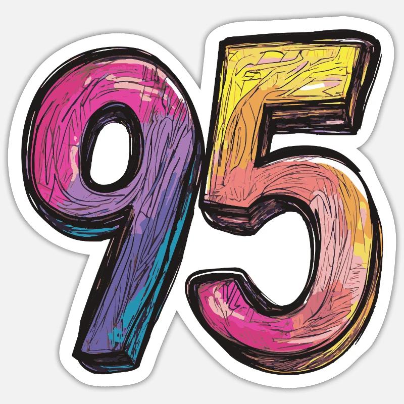 95 Number Comic - Sticker size S (10 x 10 cm) - white matte