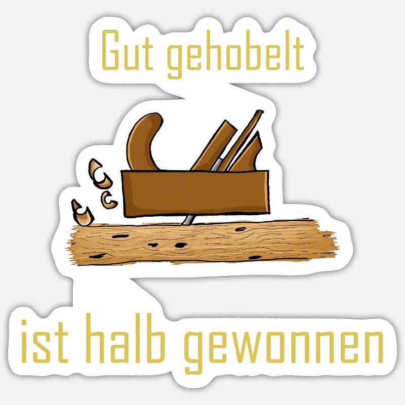 Rustikaler Holzbau mit Spruch - Sticker Größe S (10 x 10 cm) - Mattweiß