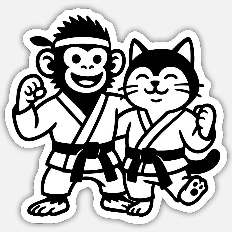 Amis du karaté - Sticker taille S (10 x 10 cm) - blanc mat