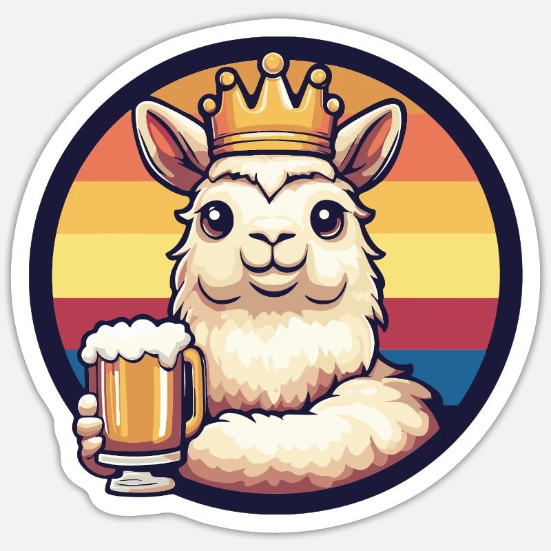 Alpaka Llama Bier - Sticker Größe S (10 x 10 cm) - Mattweiß