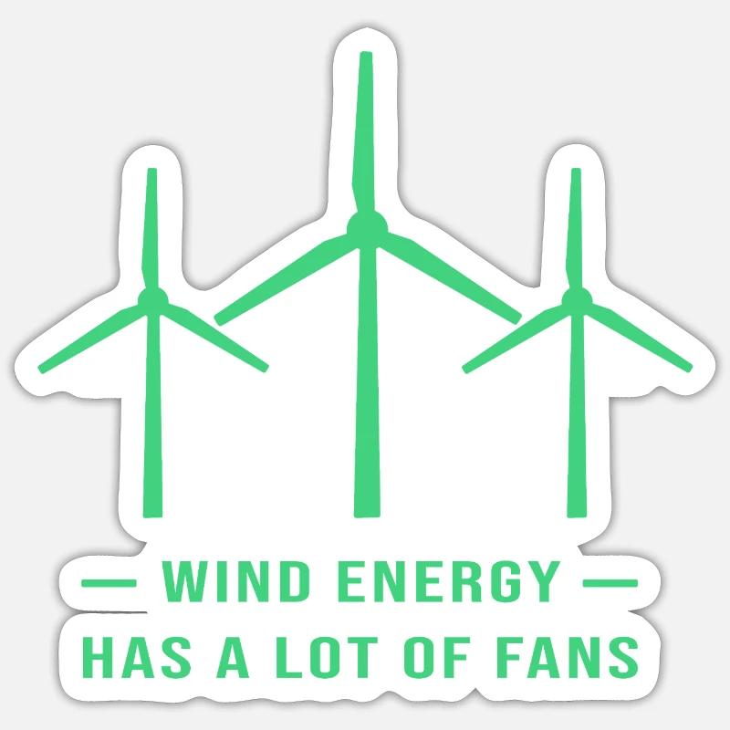 Éolienne, énergie éolienne, énergie éolienne - Sticker taille S (10 x 10 cm) - blanc mat