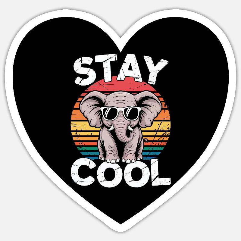 Stay Cool Elephant Retro - Sticker size S (10 x 10 cm) - white matte
