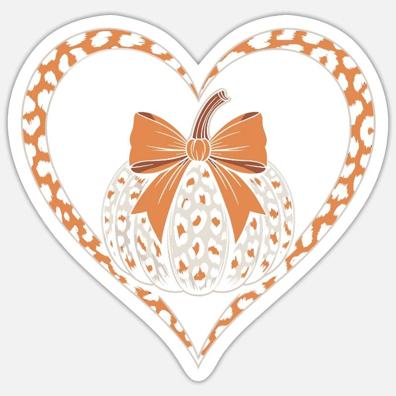 Leopard Pumpkin Heart Design - Sticker size S (10 x 10 cm) - white matte