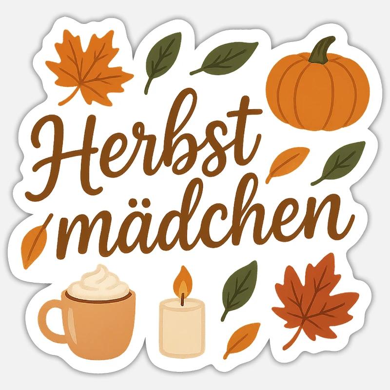 herbstmädchen - Sticker Größe S (10 x 10 cm) - Mattweiß