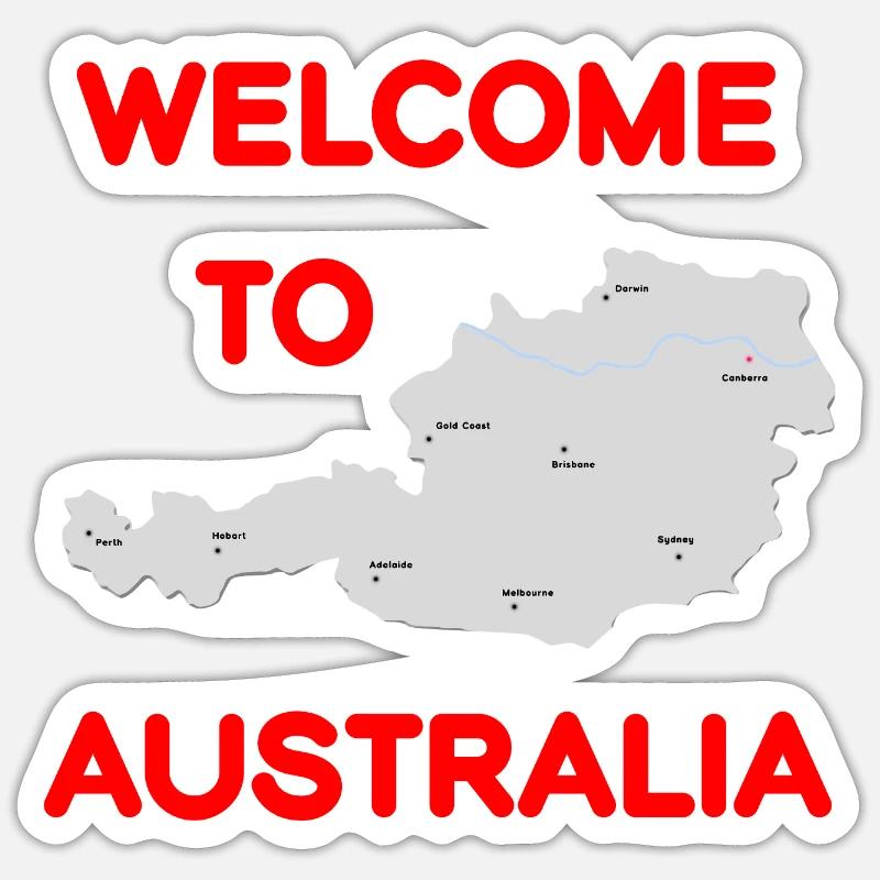 Welcome design Austria and Australia - Sticker size S (10 x 10 cm) - white matte