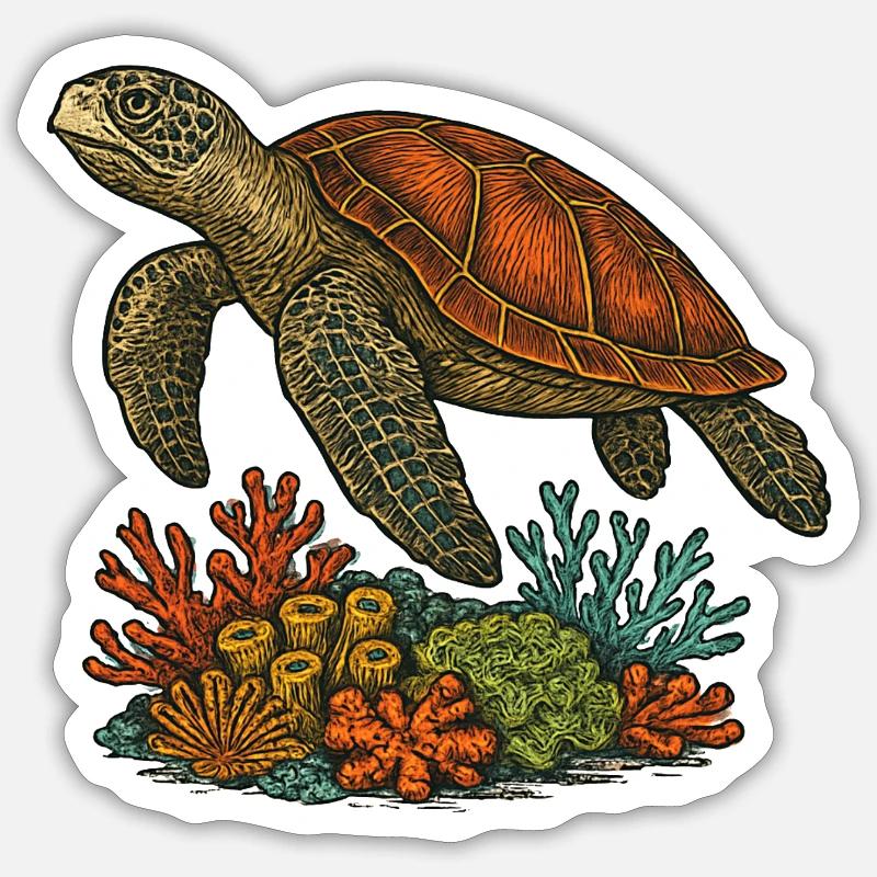 Tortue de mer de l’océan - Sticker taille S (10 x 10 cm) - blanc mat