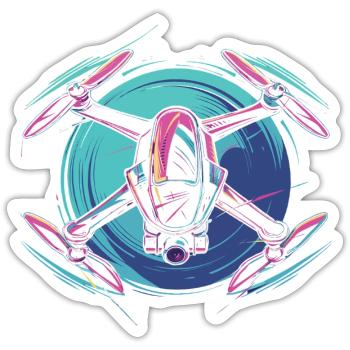 Drone dynamique - Sticker taille S (10 x 10 cm) - blanc mat - Devant