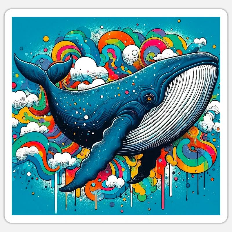 baleine - Sticker taille S (10 x 10 cm) - blanc mat