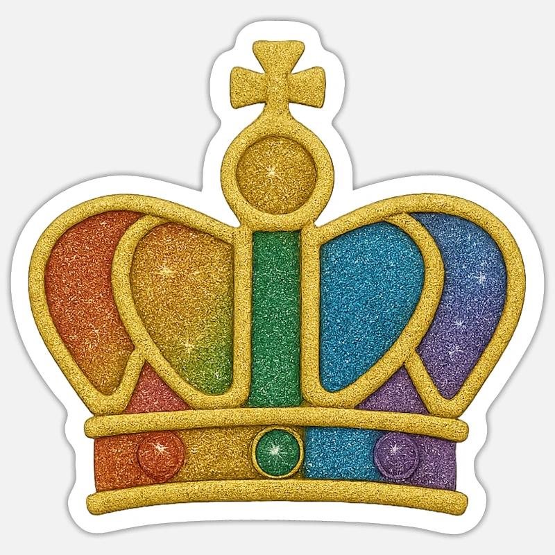 Rainbow Glitter Crown Design - Sticker size S (10 x 10 cm) - white matte