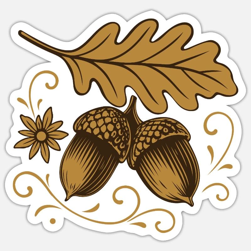 Eicheln mit Blatt – Herbst Design Sticker Größe S (10 x 10 cm)
