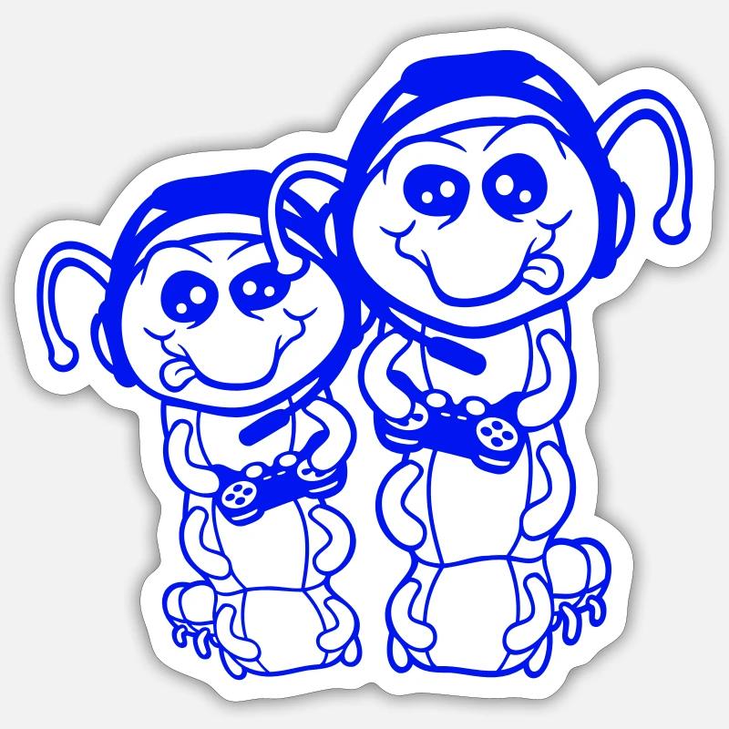 2 gamer caterpillar nerd gaming controller console game Sticker size S (10 x 10 cm)