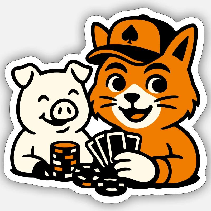 Chat de poker - Sticker taille S (10 x 10 cm) - blanc mat