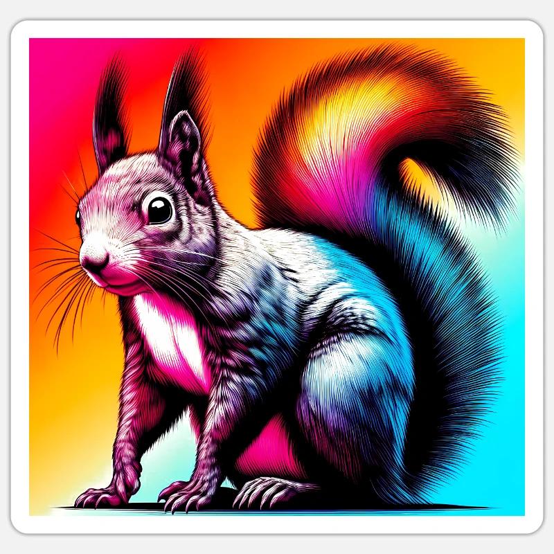 Eichhörnchen - Sticker Größe S (10 x 10 cm) - Mattweiß