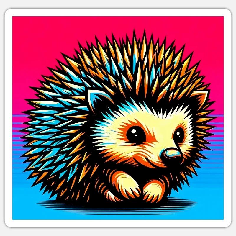 hérisson - Sticker taille S (10 x 10 cm) - blanc mat