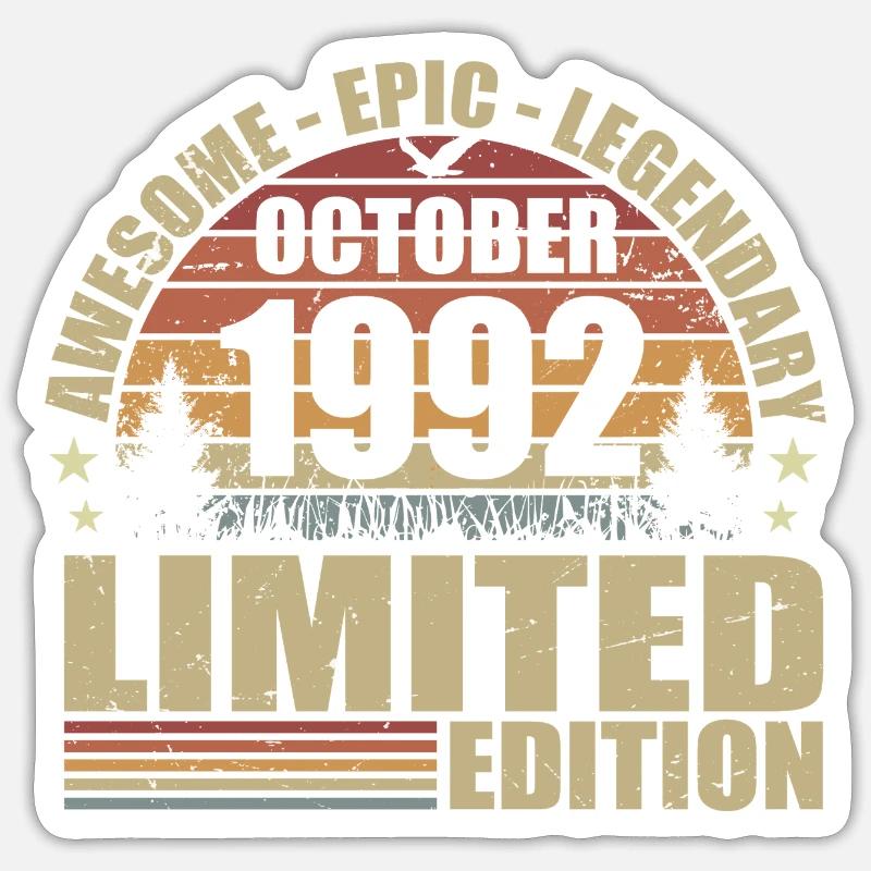 33rd Retro Anniversary October 1992 - October 1992 Sticker size S (10 x 10 cm)