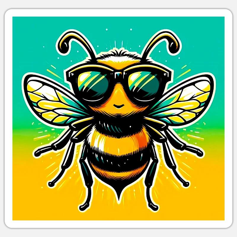 abeille - Sticker taille S (10 x 10 cm) - blanc mat
