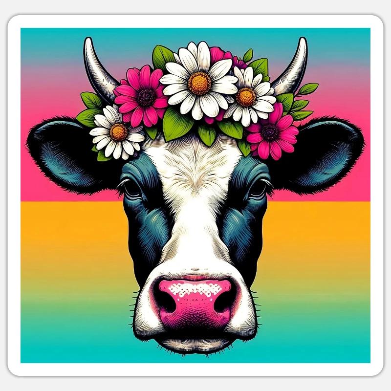 vache - Sticker taille S (10 x 10 cm) - blanc mat