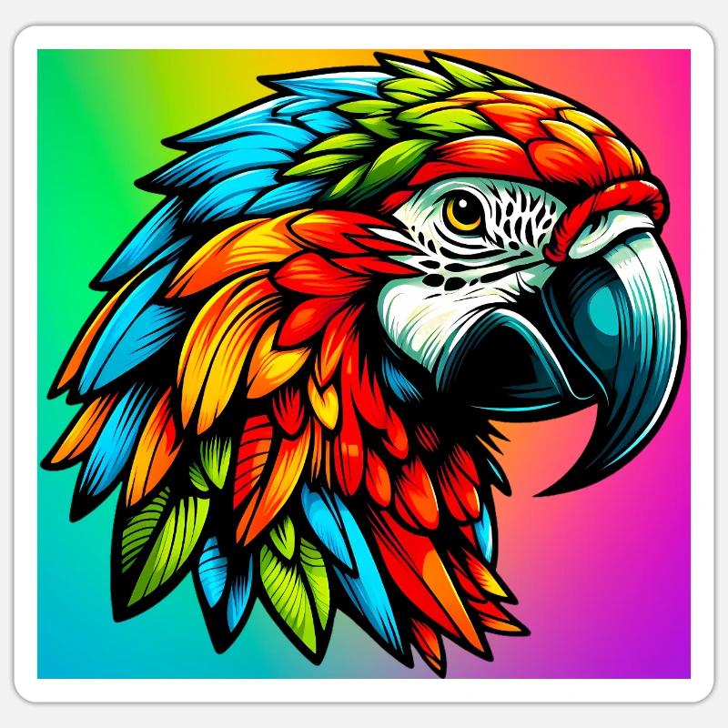 Papagei - Sticker Größe S (10 x 10 cm) - Mattweiß