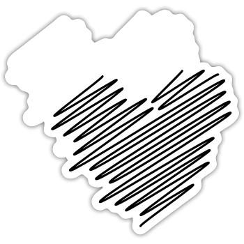 Zwei Herzen Scribble - Sticker Größe S (10 x 10 cm) - Mattweiß - Vorne