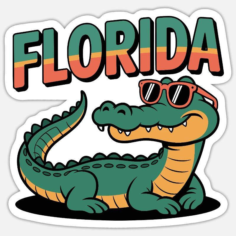 Florida Alligator - Sticker Größe S (10 x 10 cm) - Mattweiß
