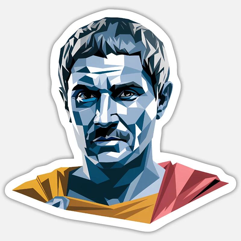 Caesar - Cooles Geschichtslogo - Sticker Größe S (10 x 10 cm) - Mattweiß