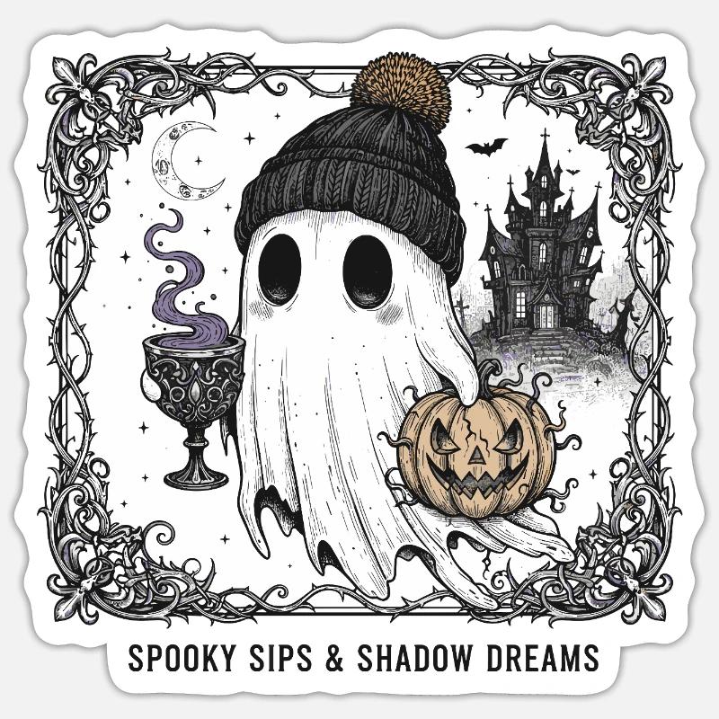 Spooky Ghost Vibes - Sticker Größe S (10 x 10 cm) - Mattweiß