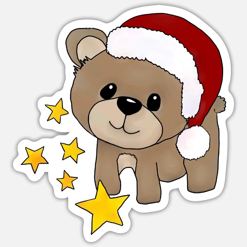 Ours de Noël - Sticker taille S (10 x 10 cm) - blanc mat