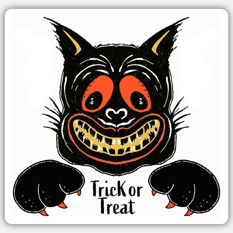 Grinning Cat Halloween Sticker size S (10 x 10 cm)
