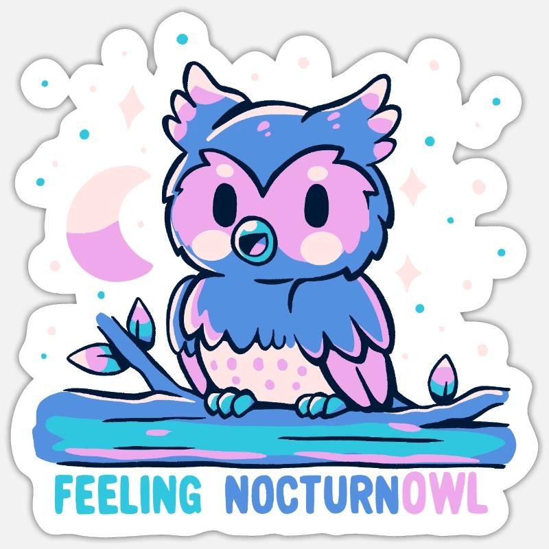 Feeling NocturnOWL - Sticker size S (10 x 10 cm) - white matte