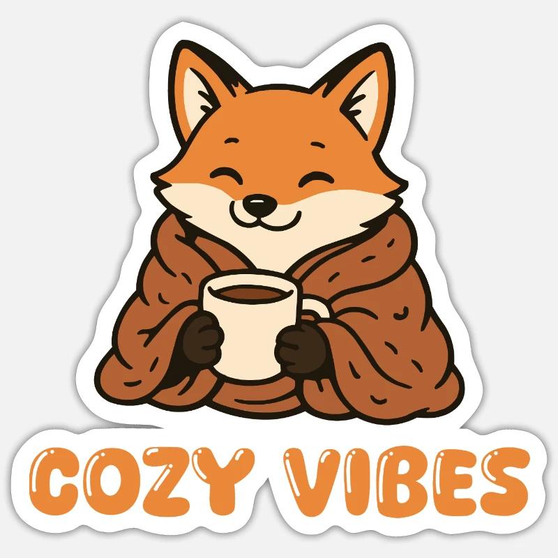 Fox Cozy Vibes - Sticker size S (10 x 10 cm) - white matte